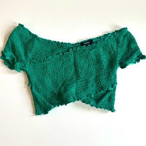 Ambiance | Green Off-The-Shoulder Crop Top